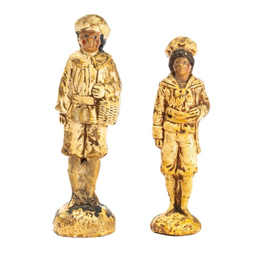 557 - Interesting and unusual pair of 19th / 20th Century plaster figures with handpainted faces. Unmarked... 