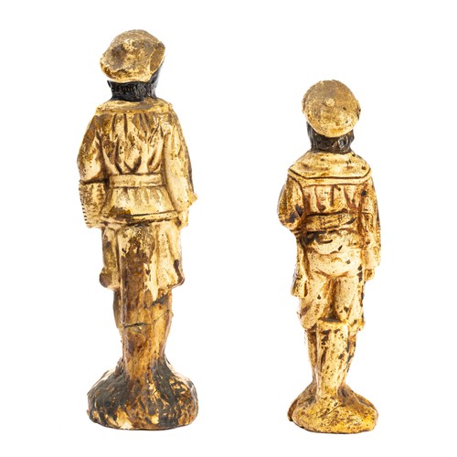 557 - Interesting and unusual pair of 19th / 20th Century plaster figures with handpainted faces. Unmarked... 