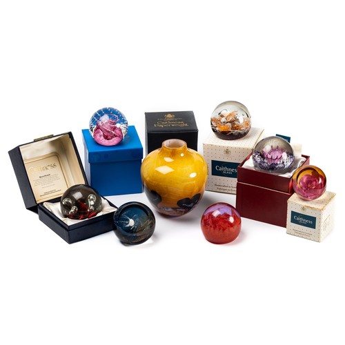 643 - Ten paperweights to include 9 Caithness examples - Fireball, Myriad, Kaleidoscope, Mooncrystal, Life... 