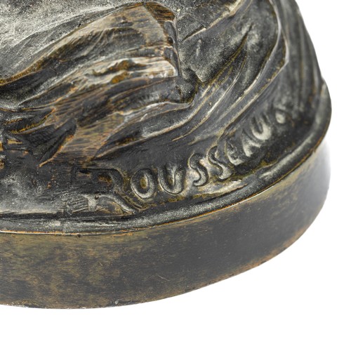 646 - Pair of French spelter figures after Victor Rousseau (Belgian, 1865-1954). Both signed. Heights 30cm... 