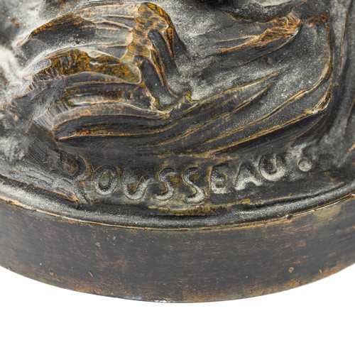 646 - Pair of French spelter figures after Victor Rousseau (Belgian, 1865-1954). Both signed. Heights 30cm... 