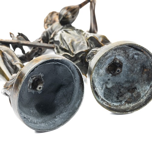 646 - Pair of French spelter figures after Victor Rousseau (Belgian, 1865-1954). Both signed. Heights 30cm... 