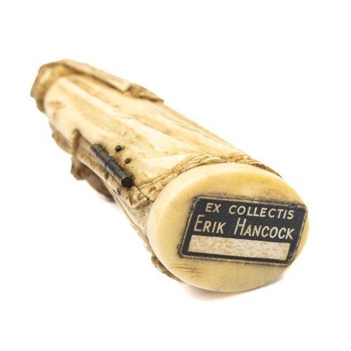 653 - A 19th century French bone carving of Mary Queen of Scots, the lower section with two hinged parts, ... 