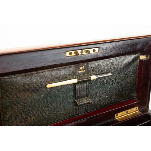 659 - An Edwardian marquetry inlaid rosewood, table top writing cabinet, fitted side carrying handles, the... 
