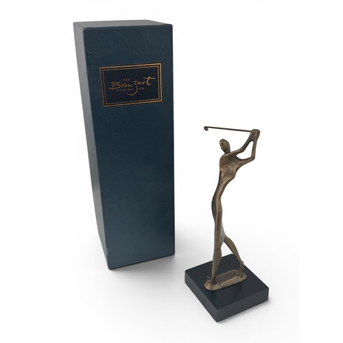 645A - A Bronzart Casting Company bronze sculpture of a golfer swinging a golf club. Golf club is a separat... 