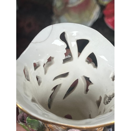 556 - Coalport Coalbrookdale, three early to middle 19th Century Coalport Coalbroodale encrusted floral po... 