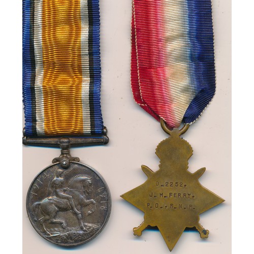 510 - First World War 1914-15 Star Trio & RNR Long Service and Good Conduct medal awarded to D 2252 J. H. ... 