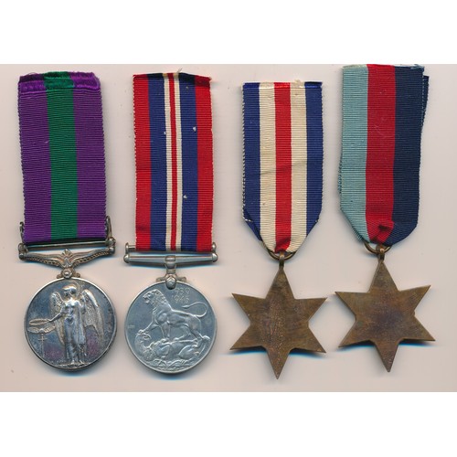 520 - WW2 1939-1945 Star, France and Germany Star, British War Medal and 1918-62 GSM Palestine 1945-48 cla... 