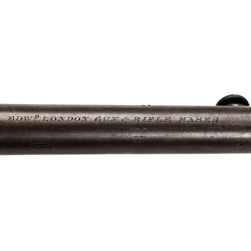 546 - Cased percussion cap shotgun and walking stick pistol, with side by side 75cm Damascus barrels, rib ... 