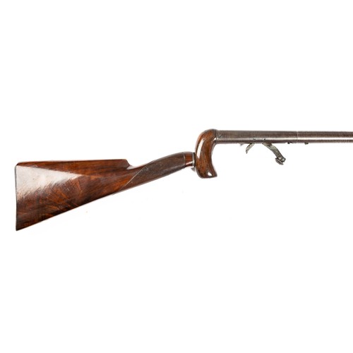 546 - Cased percussion cap shotgun and walking stick pistol, with side by side 75cm Damascus barrels, rib ... 