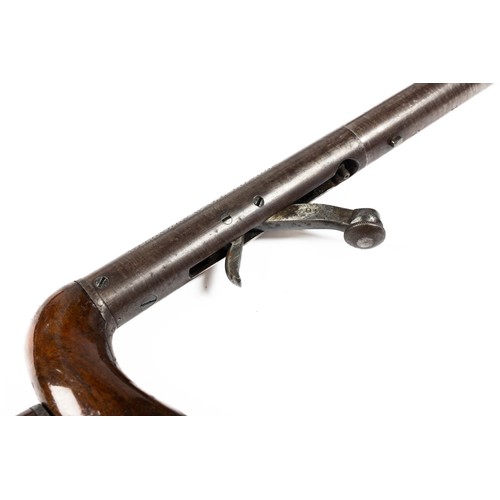 546 - Cased percussion cap shotgun and walking stick pistol, with side by side 75cm Damascus barrels, rib ... 