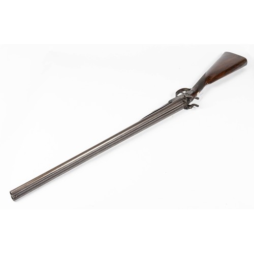 546 - Cased percussion cap shotgun and walking stick pistol, with side by side 75cm Damascus barrels, rib ... 