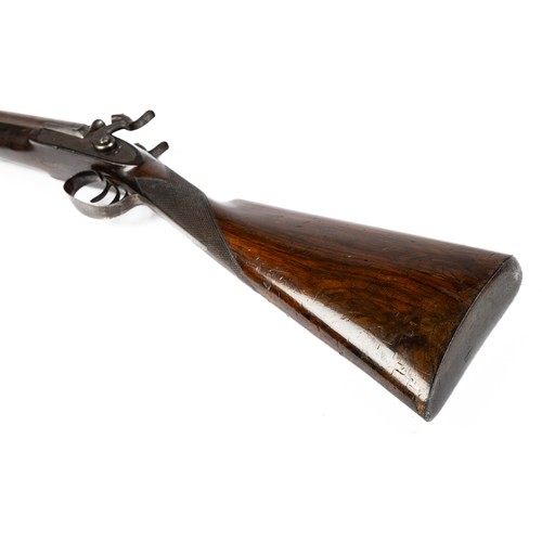 546 - Cased percussion cap shotgun and walking stick pistol, with side by side 75cm Damascus barrels, rib ... 