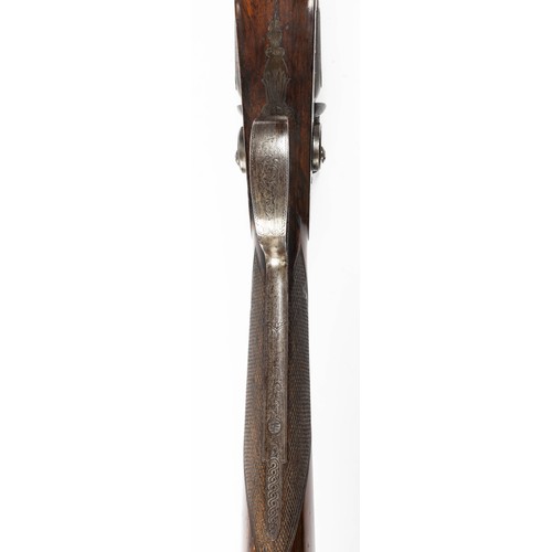 546 - Cased percussion cap shotgun and walking stick pistol, with side by side 75cm Damascus barrels, rib ... 