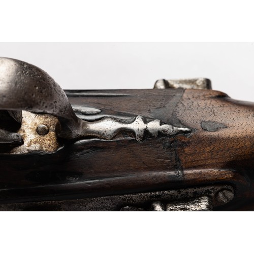 547 - French double barrelled flintlock pistol, 7cm side by side barrels, ribbed with several marks, plain... 