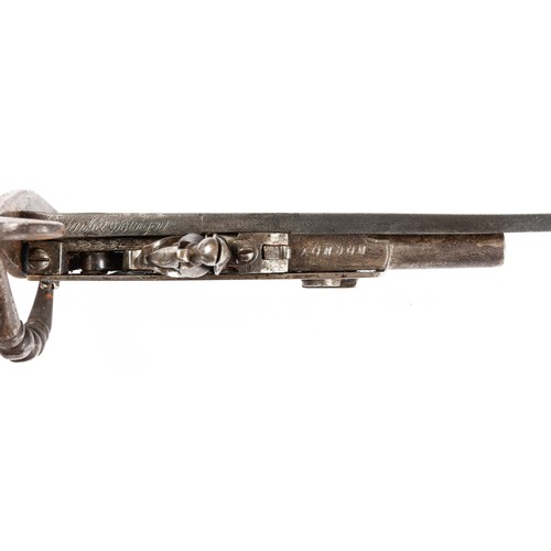 548 - Georgian flintlock sword combination, 60-5cm straight fullered blade signed to back Thurkle Solingen... 