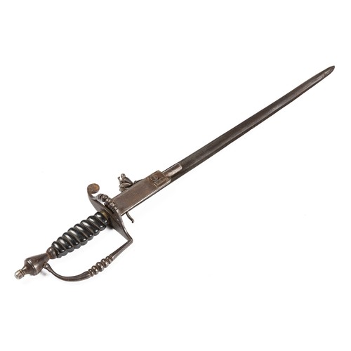 548 - Georgian flintlock sword combination, 60-5cm straight fullered blade signed to back Thurkle Solingen... 