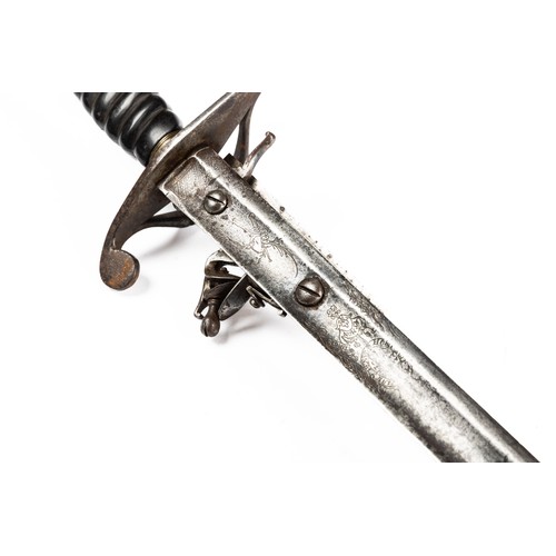 548 - Georgian flintlock sword combination, 60-5cm straight fullered blade signed to back Thurkle Solingen... 