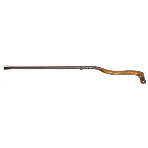 560 - 19th century breech-Loading Percussion Walking-Stick Gun, tapering turn-off sighted barrel, enclosed... 