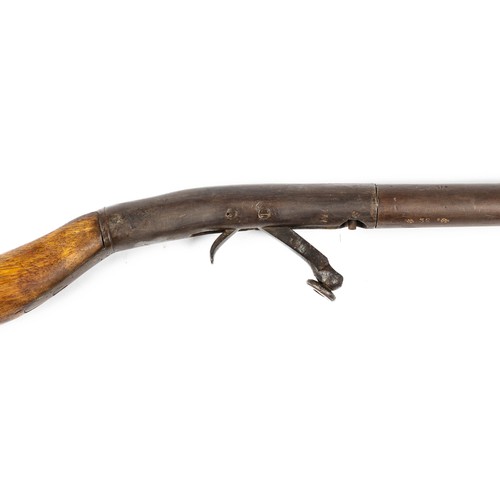 560 - 19th century breech-Loading Percussion Walking-Stick Gun, tapering turn-off sighted barrel, enclosed... 