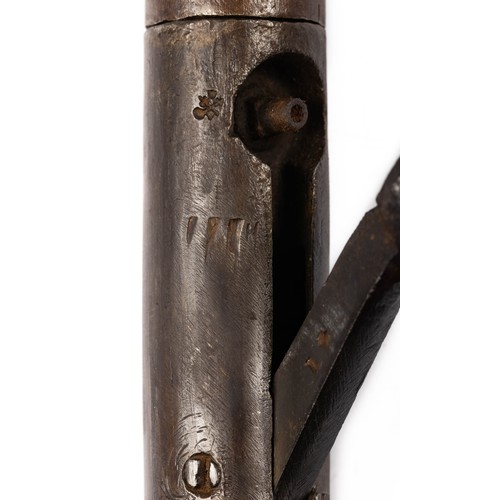 560 - 19th century breech-Loading Percussion Walking-Stick Gun, tapering turn-off sighted barrel, enclosed... 
