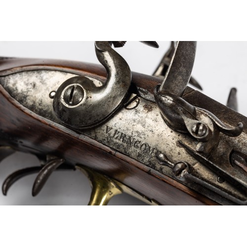 557 - Hugh Verncomb double barrelled flintlock coaching carbine blunderbuss, separate steel barrels with f... 