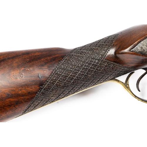 557 - Hugh Verncomb double barrelled flintlock coaching carbine blunderbuss, separate steel barrels with f... 