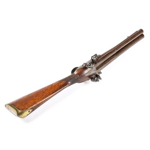 557 - Hugh Verncomb double barrelled flintlock coaching carbine blunderbuss, separate steel barrels with f... 