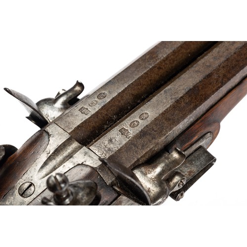 557 - Hugh Verncomb double barrelled flintlock coaching carbine blunderbuss, separate steel barrels with f... 