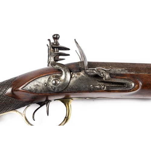557 - Hugh Verncomb double barrelled flintlock coaching carbine blunderbuss, separate steel barrels with f... 