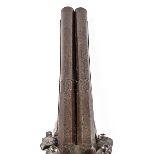 557 - Hugh Verncomb double barrelled flintlock coaching carbine blunderbuss, separate steel barrels with f... 