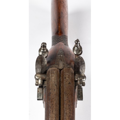 557 - Hugh Verncomb double barrelled flintlock coaching carbine blunderbuss, separate steel barrels with f... 