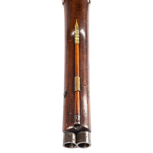 557 - Hugh Verncomb double barrelled flintlock coaching carbine blunderbuss, separate steel barrels with f... 