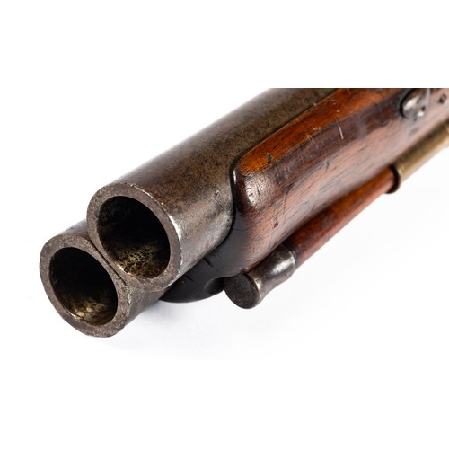 557 - Hugh Verncomb double barrelled flintlock coaching carbine blunderbuss, separate steel barrels with f... 