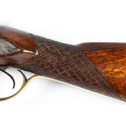 557 - Hugh Verncomb double barrelled flintlock coaching carbine blunderbuss, separate steel barrels with f... 