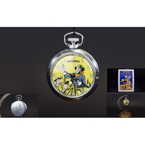 354 - Ingersoll Jeff Arnold Cowboy Automation Chrome Cased Mechanical Pocket Watch. c.1950's / 1960's. In ... 