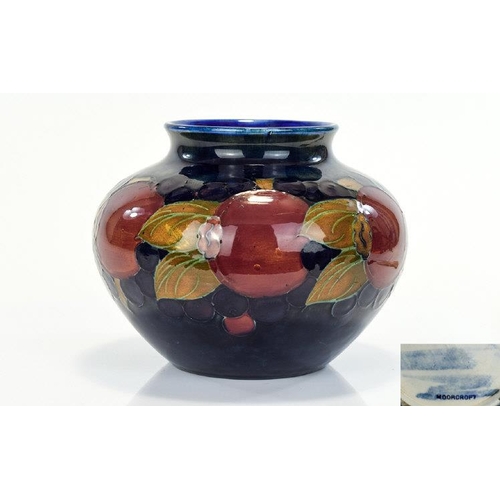 496 - William Moorcroft Signed Vase of Good Form and Condition - Pomegranates and Berries Pattern on Blue ... 