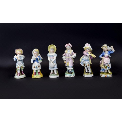 514 - Conta and Boehme 19th Century - Good Collection of Hand Painted Ceramic Children Figurines ( 6 ) In ... 