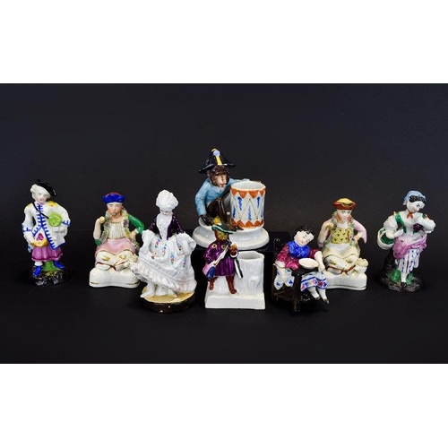 516 - A Mid 19th Century Collection of Various and Assorted Hand Painted Figures ( Small ) Eight In Total.... 