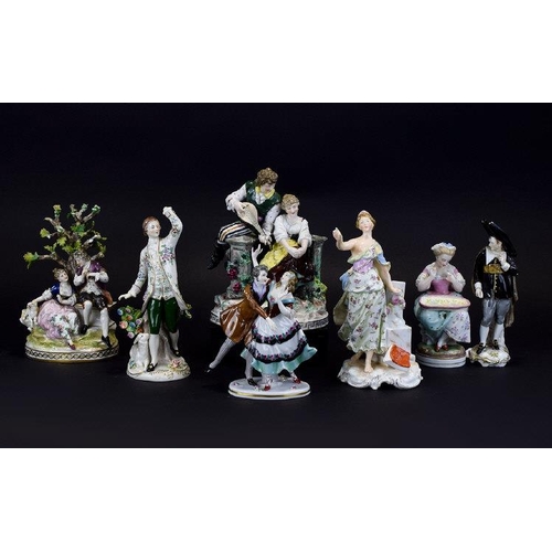 601 - A Collection of 19th Century Hand Painted Porcelain Figures. Various Factories and Subjects ( 7 ) Se... 