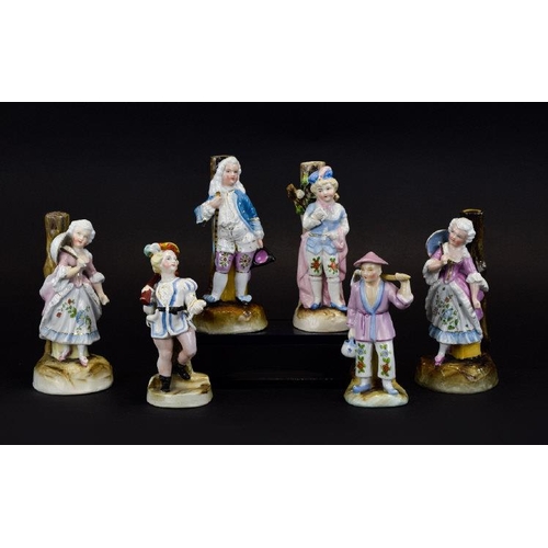 610 - Conta Boehme Collection of Mid to Late 19th Century Hand Painted Ceramic Figures ( 6 ) Six In Total.... 