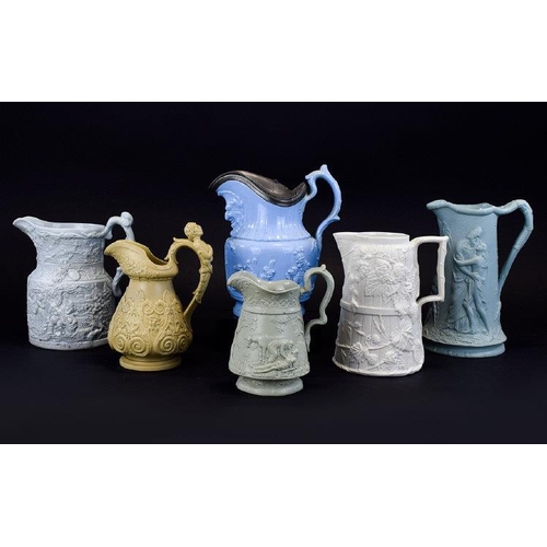 612 - A Very Good Collection of Early Victorian Period Stoneware and Ceramic Pitchers From Various English... 