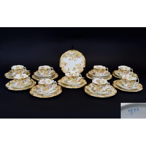 615 - Victorian Period Fine Quality Bone China Part Tea Service ( 30 ) Pieces In Total. Includes 9 Trios -... 