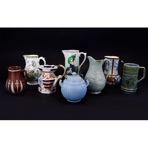 629 - A Fine Collection of Mid to Late 19th Century Ceramic Jugs / Pitchers ( 8 ) Eight In Total. Comprise... 