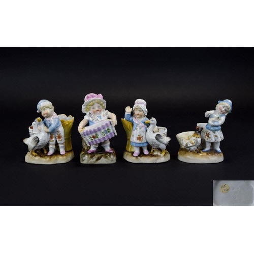 643 - Conta and Boehme 19th Century Wonderful Hand Painted Porcelain Figural Match Holder / Strikers ( 4 )... 