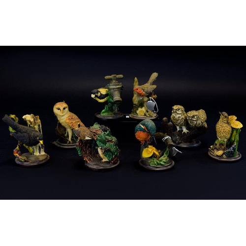 650 - Andy Pearce Handmade and Hand Painted Resin Bird Figures - From The Country Bird Collection ( 8 ) Fi... 