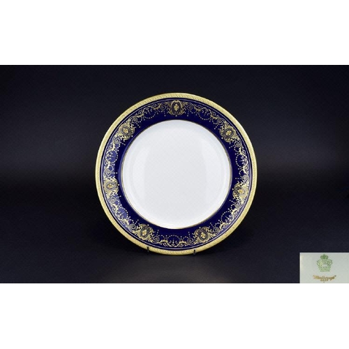 655 - Aynsley Cabinet Plate In Marlborough Pattern Acid gold gadroon border with cobalt blue shoulder and ... 