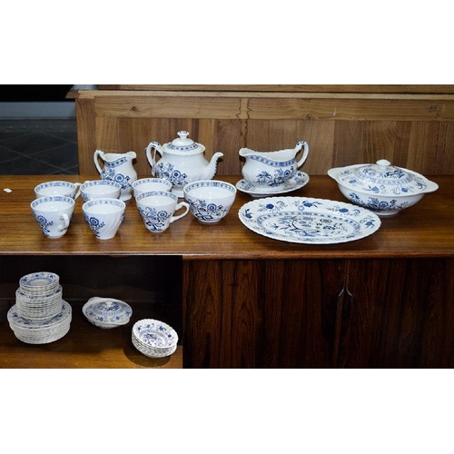 662 - A Classic D & G Meakin  ''Blue Nordic'' Dinner Set. Blue and white dinner set approximately 50 items... 