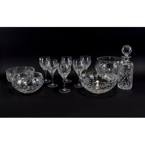 755 - Collection Of Crystal To Include Royal Doulton, Royal Albert, Honour Crystal. Comprising Glasses, Bo... 