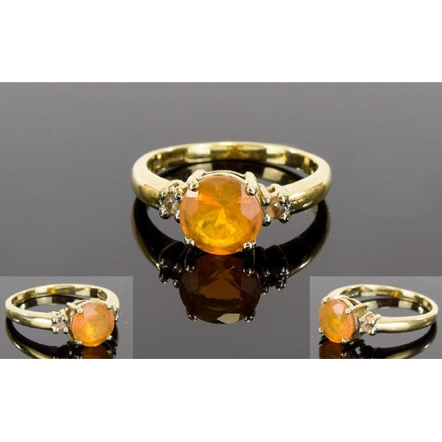 89 - 9ct Gold Single Stone - Brazilian Fire Opal Set Dress Ring. Fully Hallmarked. Est Weight of Fire Opa... 